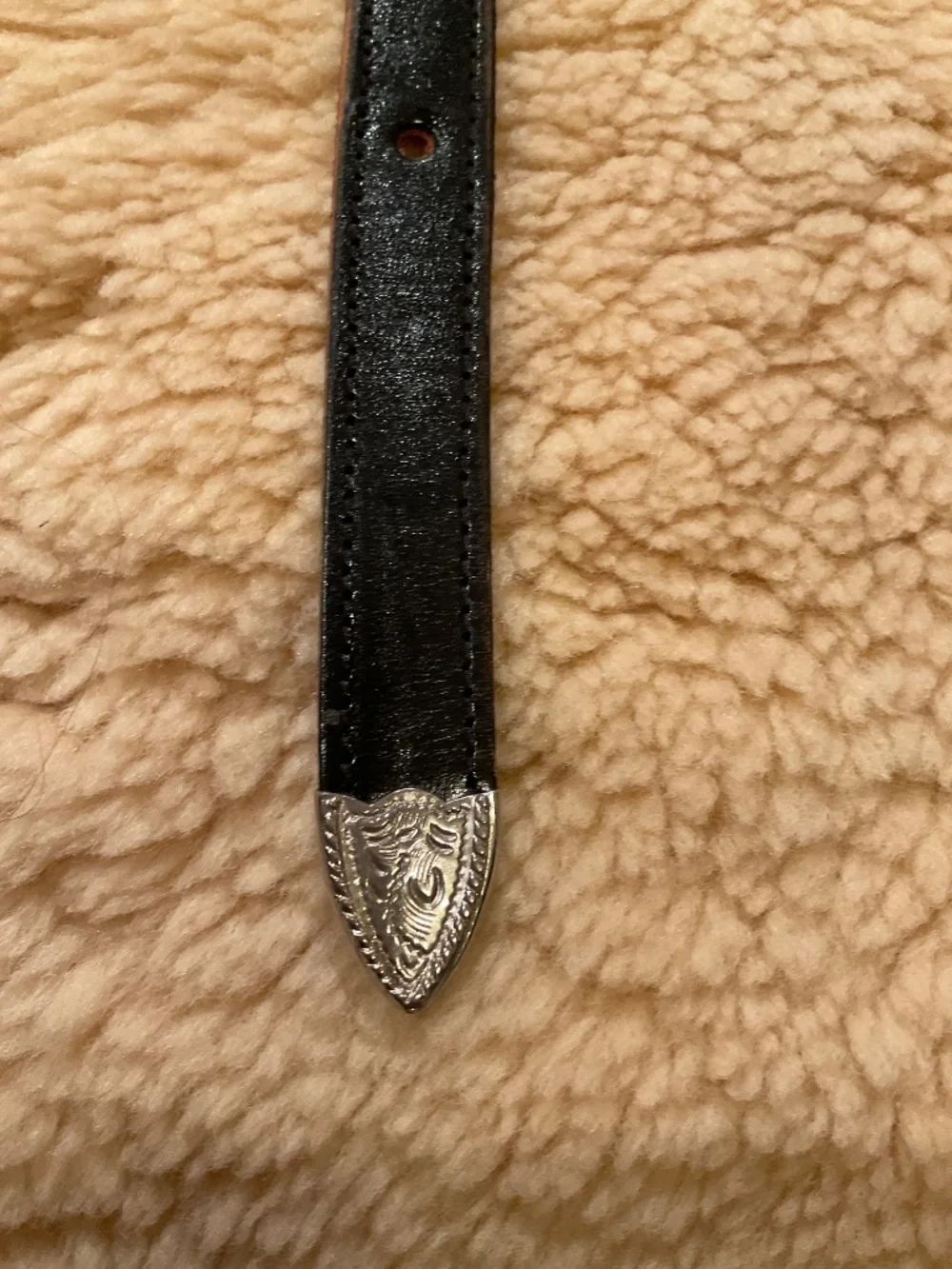 Vintage Brushy Creek black leather beaded western belt